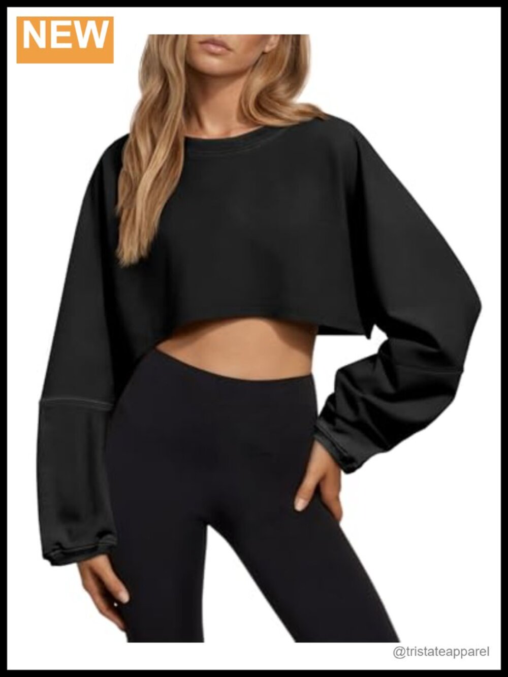 Long Sleeve Crop Top Workout Yoga Sweatshirt Cotton Polyester